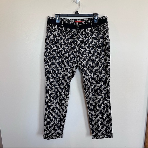 Anthropologie Pants - Anthropologie Cartonnier Black Geometric Print Charlie Ankle Trouser Pants 10